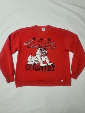 Vtg 80s Georgia Bulldogs Sweatshirt Crewneck Bad Dawg Country Rare Big Graphic L